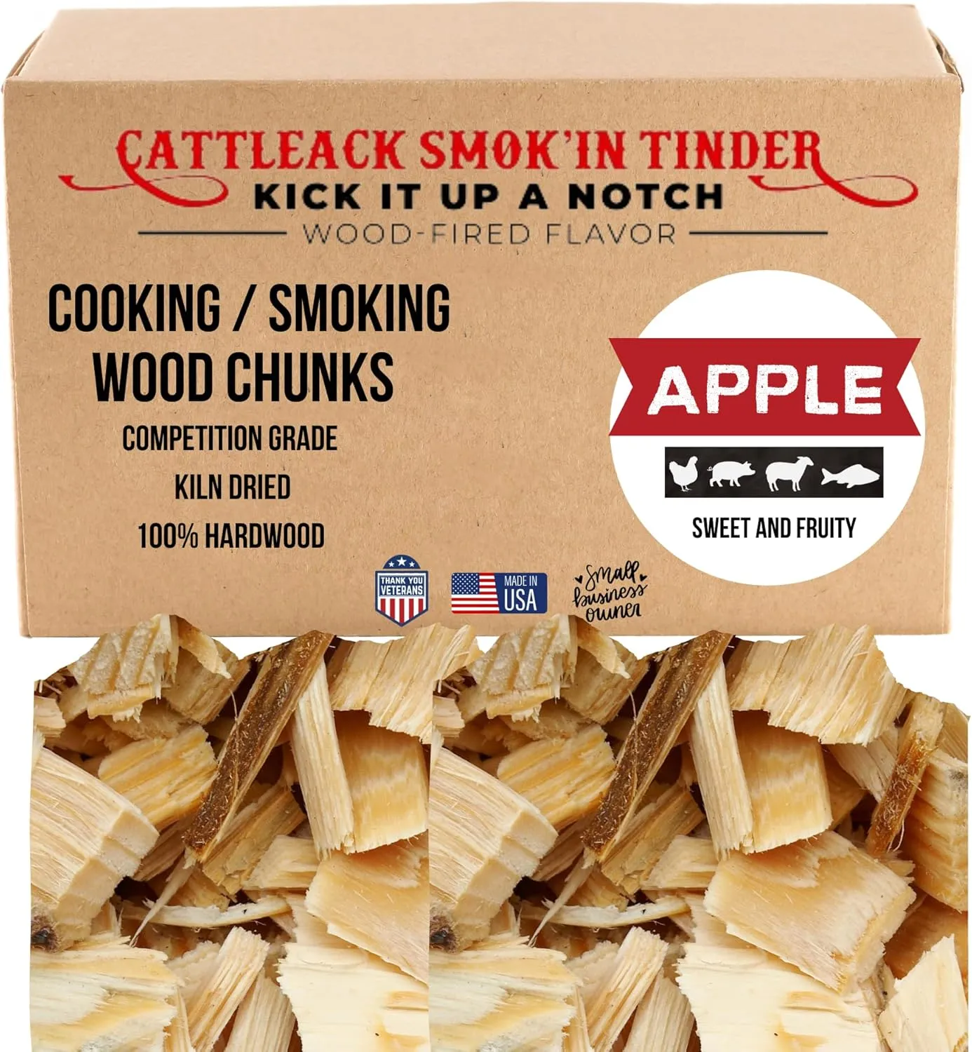 Cattleack Smok'in Tinder Premium Wood Chips, 5 lb Box - BBQ Grill Wood Chips for Smoking Meat and Grilling - Barbecue Smoker Accessories - Grilling Gifts for Men, Proudly from The USA (Apple)
