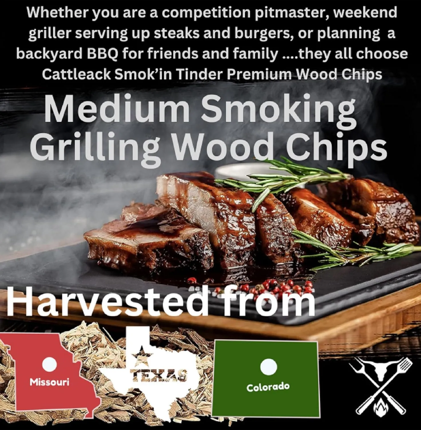 Cattleack Smok'in Tinder Premium Wood Chips, 5 lb Box - BBQ Grill Wood Chips for Smoking Meat and Grilling - Barbecue Smoker Accessories - Grilling Gifts for Men, Proudly from The USA (Apple)