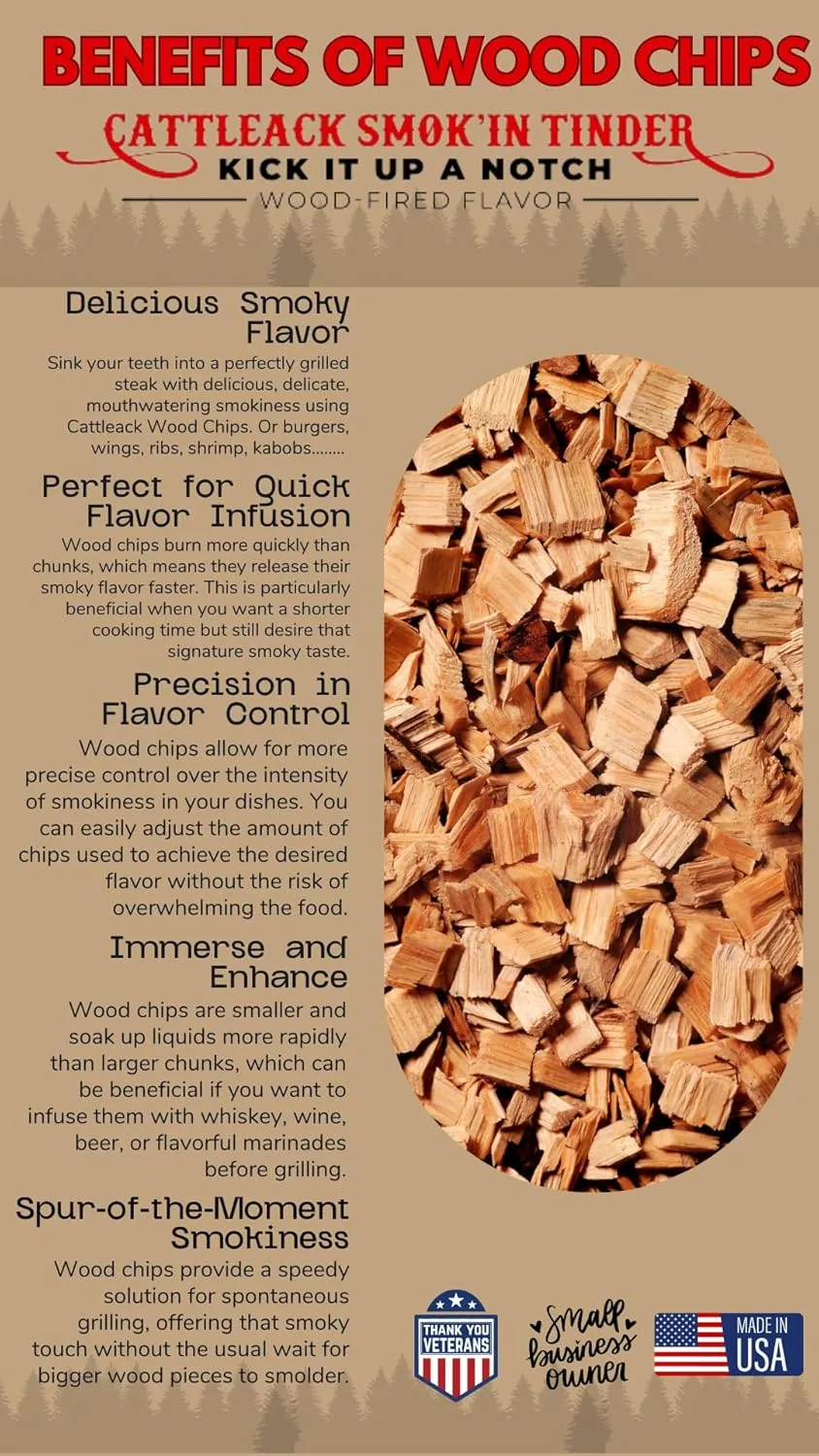 Cattleack Smok'in Tinder Premium Wood Chips, 5 lb Box - BBQ Grill Wood Chips for Smoking Meat and Grilling - Barbecue Smoker Accessories - Grilling Gifts for Men, Proudly from The USA (Apple)