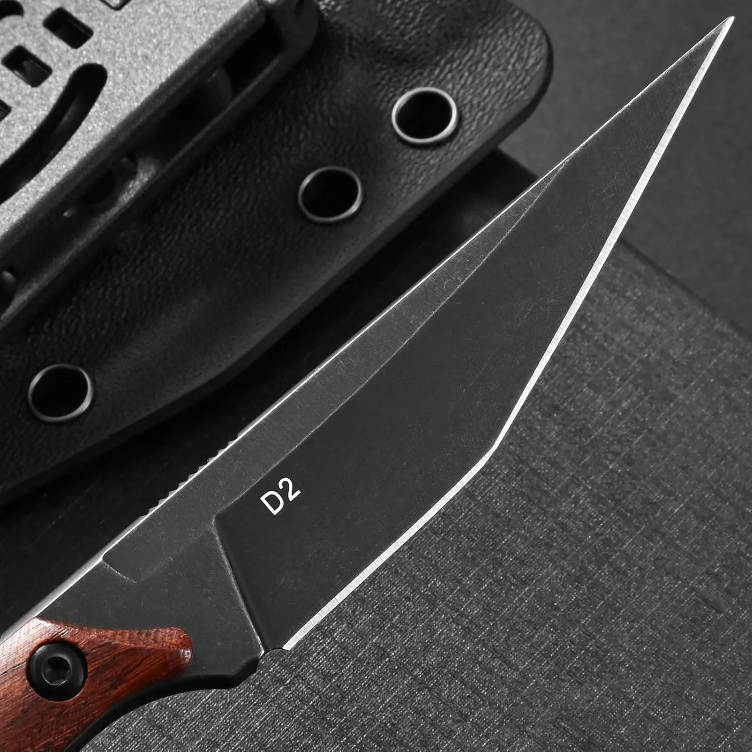 Ccanku C1140 Fixed Blade Knife,D2 Blade Dalbergia Handle EDC Tool Utility Knife for Outdoor, Survival, Hiking, Camping(Dalbergia)