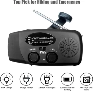 Cell Easter discount Hand Solar Charger With Outdoor For Solar Flashlight Radio Home Phone Stylish Weather Bank LED Crank And Power 2000mAh Emergency
