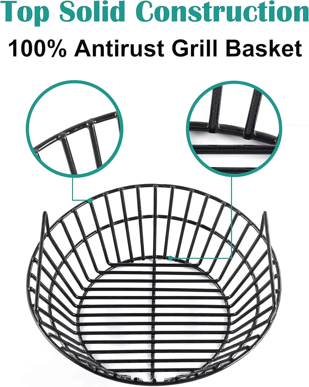 Charcoal Ash Basket for Large Big Green Egg Grill, Kamado Classic, Pit Boss, Louisiana Grills, Primo Kamado and Large Grill Dome, Heavy Duty Porcelain Steel