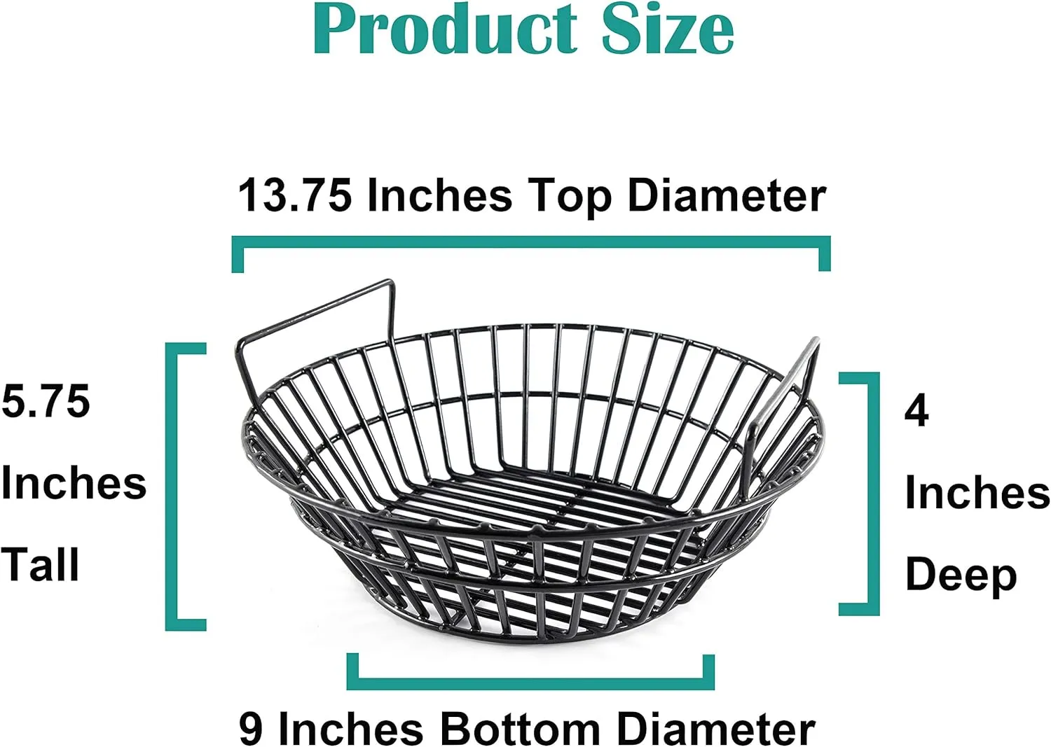 Charcoal Ash Basket for Large Big Green Egg Grill, Kamado Classic, Pit Boss, Louisiana Grills, Primo Kamado and Large Grill Dome, Heavy Duty Porcelain Steel