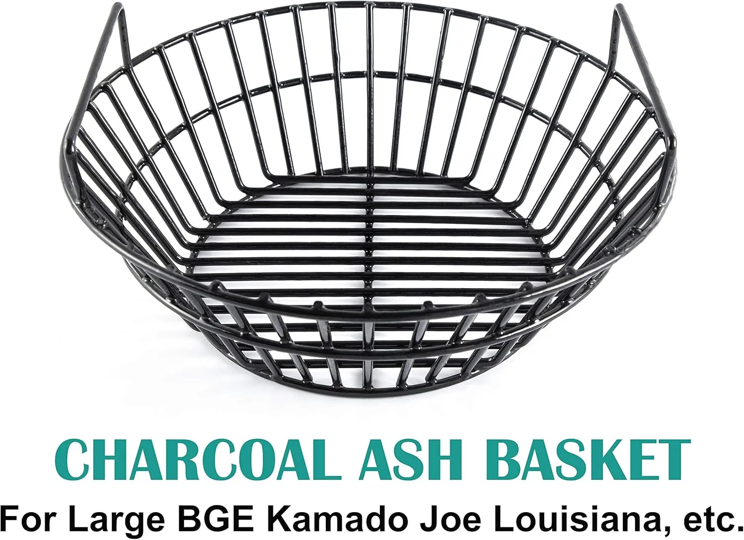 Charcoal Ash Basket for Large Big Green Egg Grill, Kamado Classic, Pit Boss, Louisiana Grills, Primo Kamado and Large Grill Dome, Heavy Duty Porcelain Steel