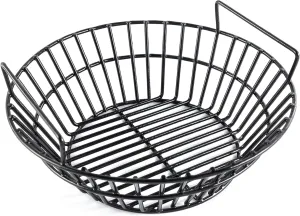 Charcoal Ash Basket for Large Big Green Egg Grill, Kamado Classic, Pit Boss, Louisiana Grills, Primo Kamado and Large Grill Dome, Heavy Duty Porcelain Steel