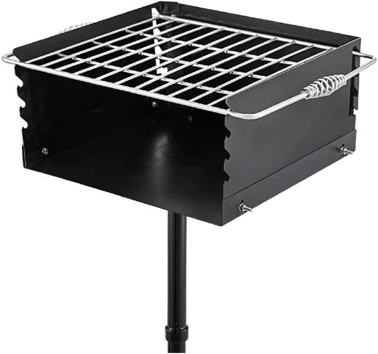 Charcoal BBQ Grills Single Post Carbon Meat Grill W/Cooking Grate 360o Adjustable Rotary Oven Camping Outdoor Barbecue
