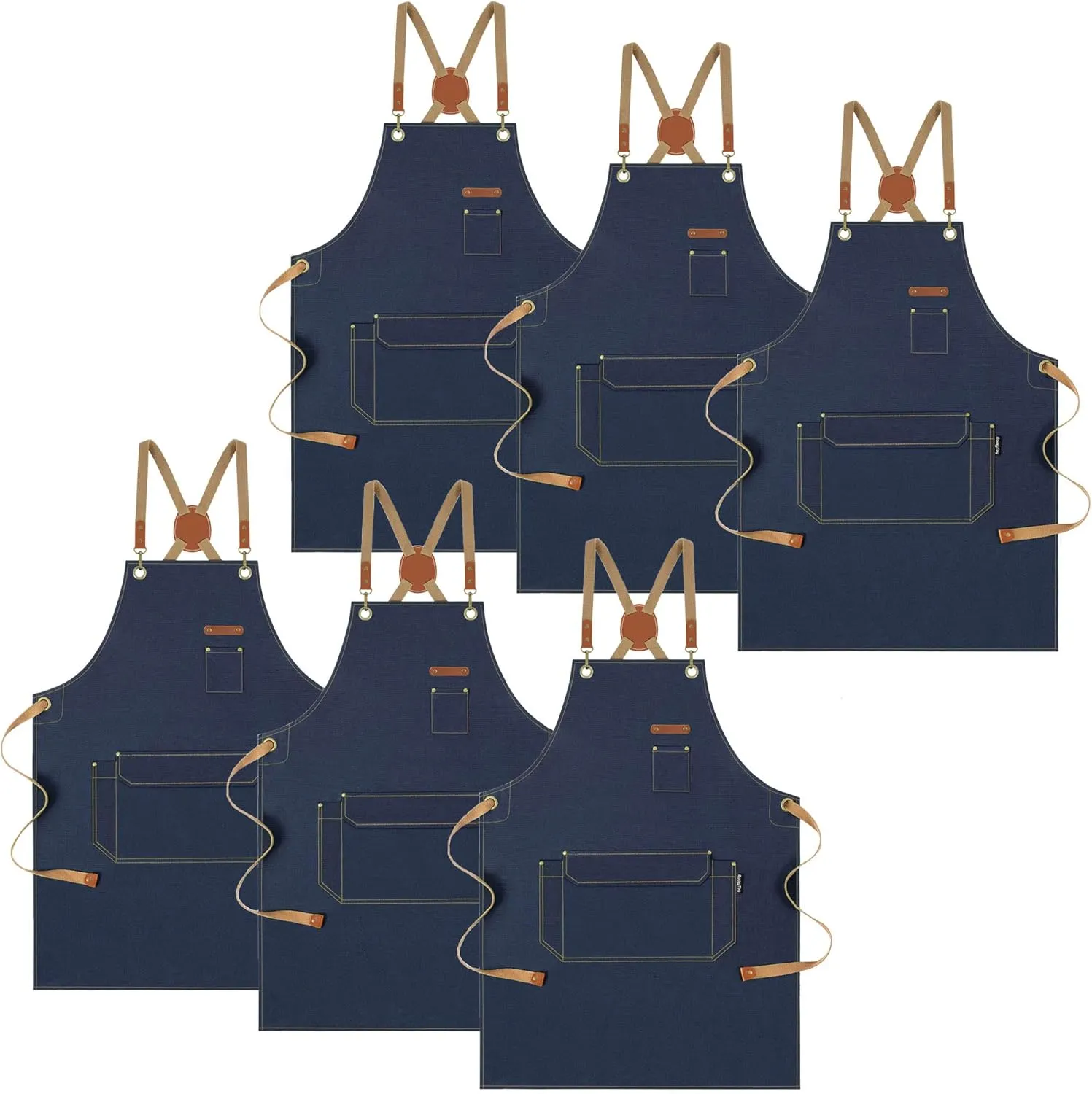 Chef Apron with Cross Back Straps for Men Women, Cotton Canvas Apron for Artists Painting, Kitchen Cooking