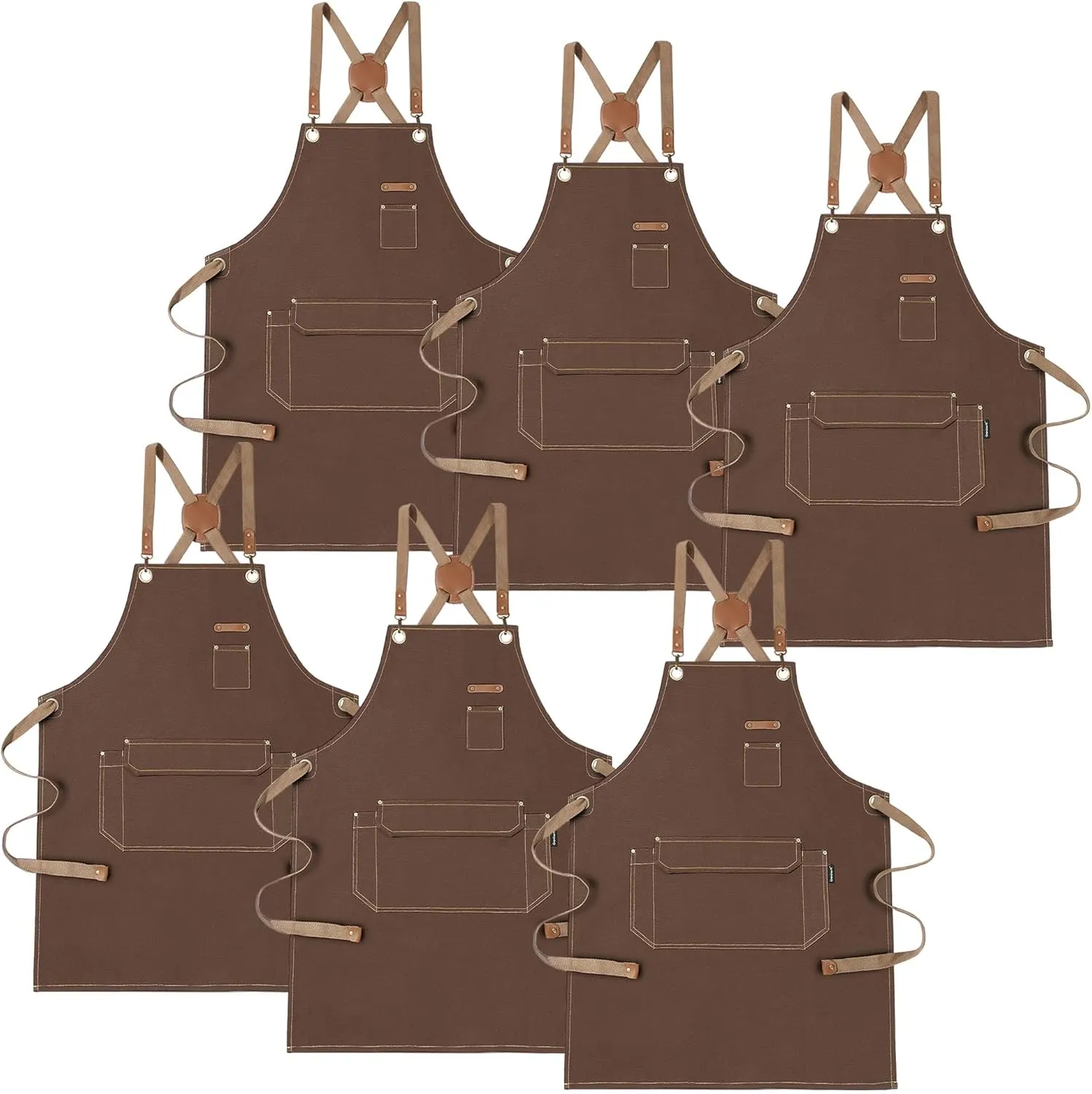 Chef Apron with Cross Back Straps for Men Women, Cotton Canvas Apron for Artists Painting, Kitchen Cooking
