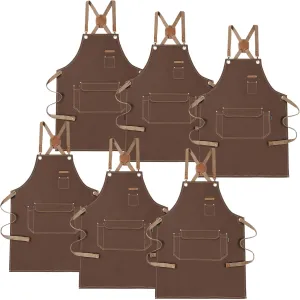 Chef Apron with Cross Back Straps for Men Women, Cotton Canvas Apron for Artists Painting, Kitchen Cooking