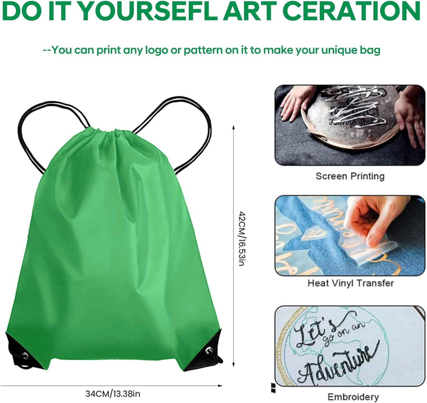 CHEPULA Drawstring Bags Bulk Drawstring Backpack Large Draw String Back Sack (Green-20pcs)