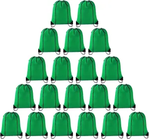 CHEPULA Drawstring Bags Bulk Drawstring Backpack Large Draw String Back Sack (Green-20pcs)