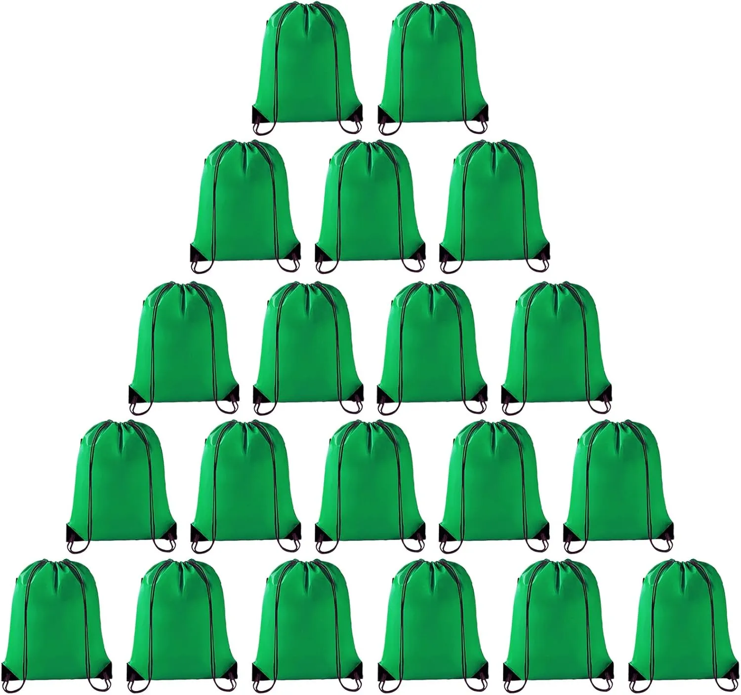 CHEPULA Drawstring Bags Bulk Drawstring Backpack Large Draw String Back Sack (Green-20pcs)