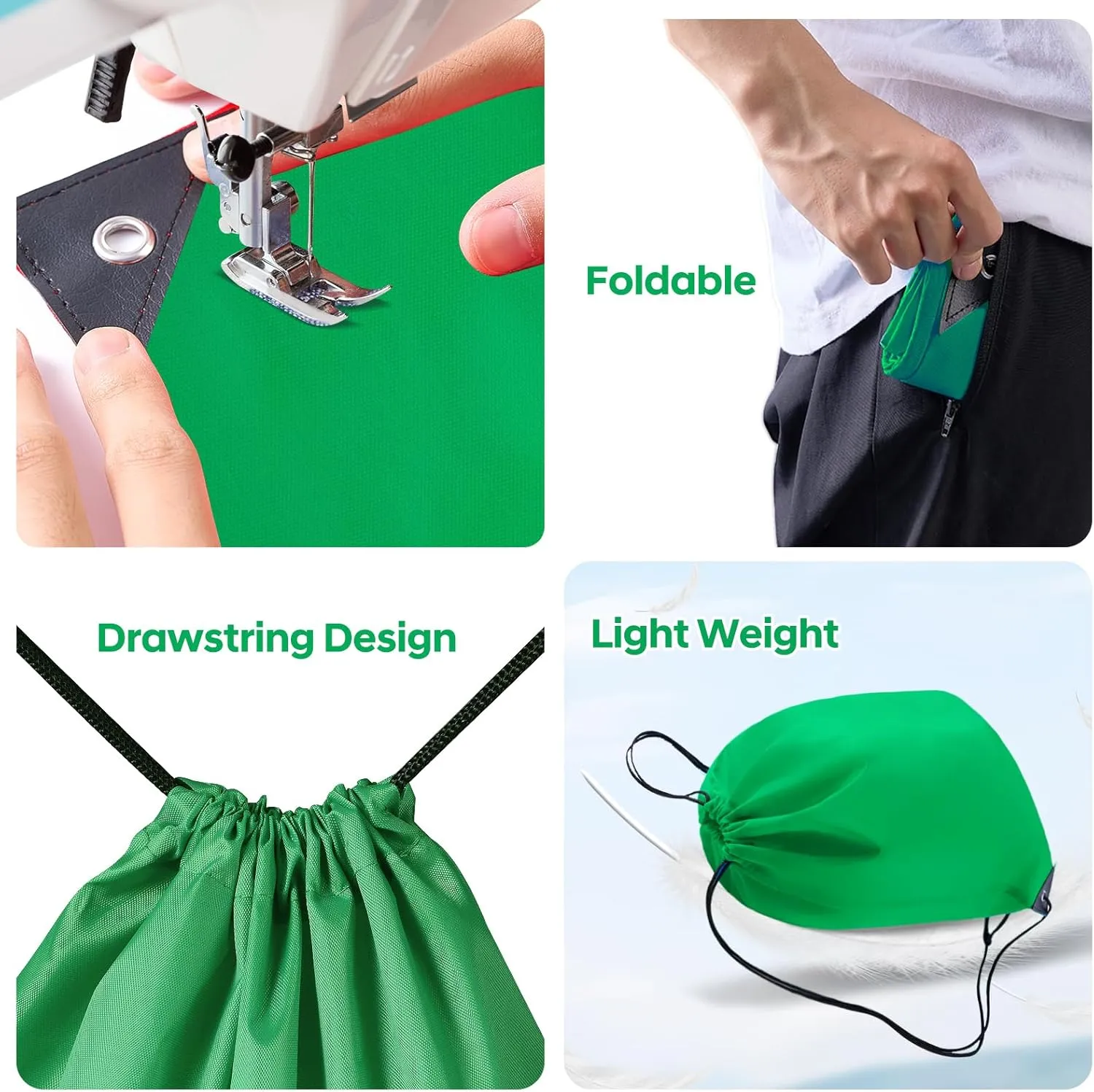 CHEPULA Drawstring Bags Bulk Drawstring Backpack Large Draw String Back Sack (Green-20pcs)