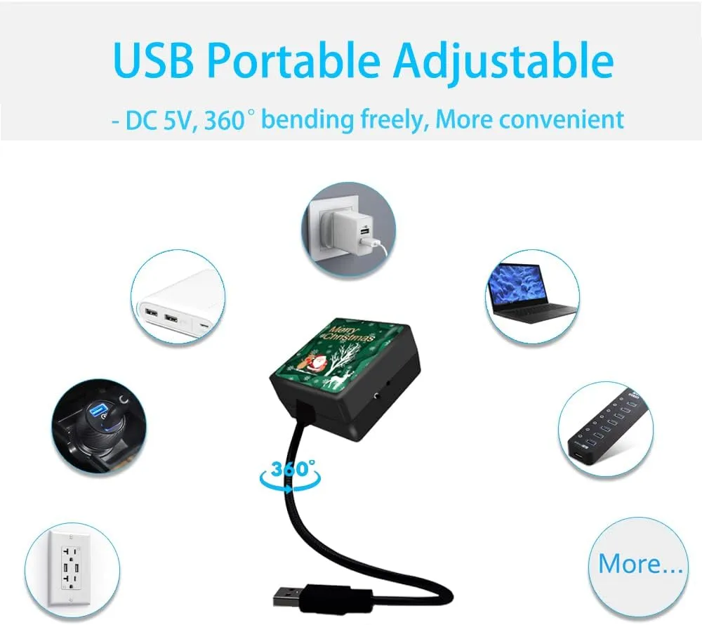 Christmas Night Light, USB Portable Adjustable Projector Atmosphere Lights for Indoor, Party - (Merry Christmas D)