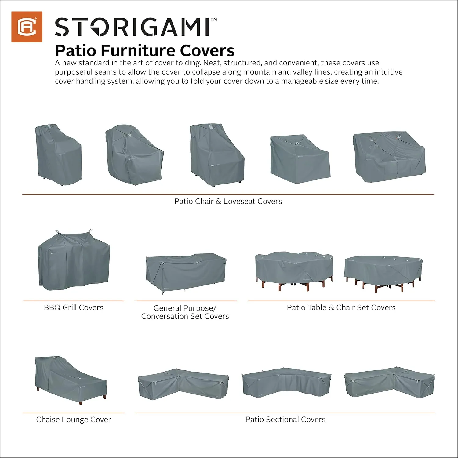 Classic Accessories Storigami Easy Fold Water-Resistant 58 Inch BBQ Grill Cover, Charcoal Black, Grill Cover, Grill Cover for Outdoor Grill, BBQ Cover