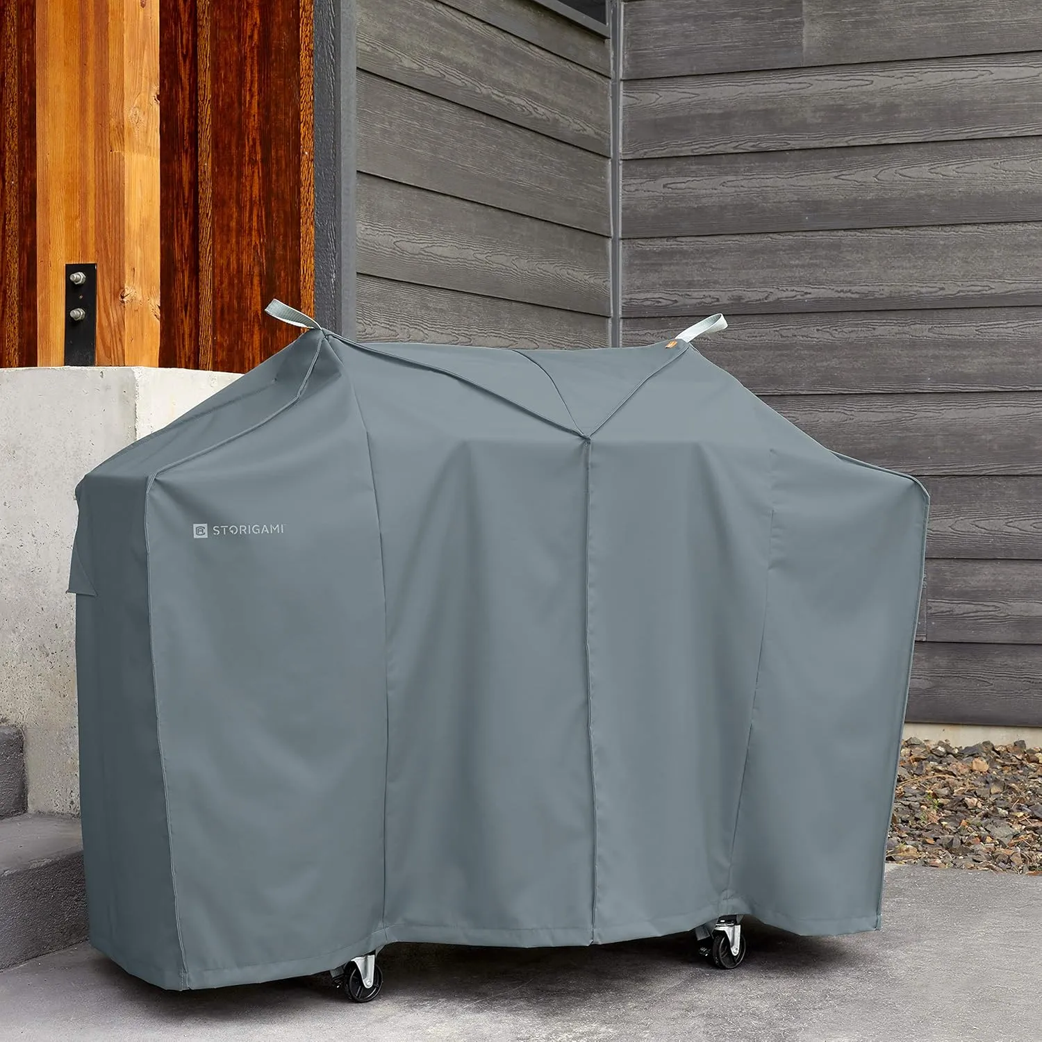 Classic Accessories Storigami Easy Fold Water-Resistant 70 Inch BBQ Grill Cover, Monument Grey