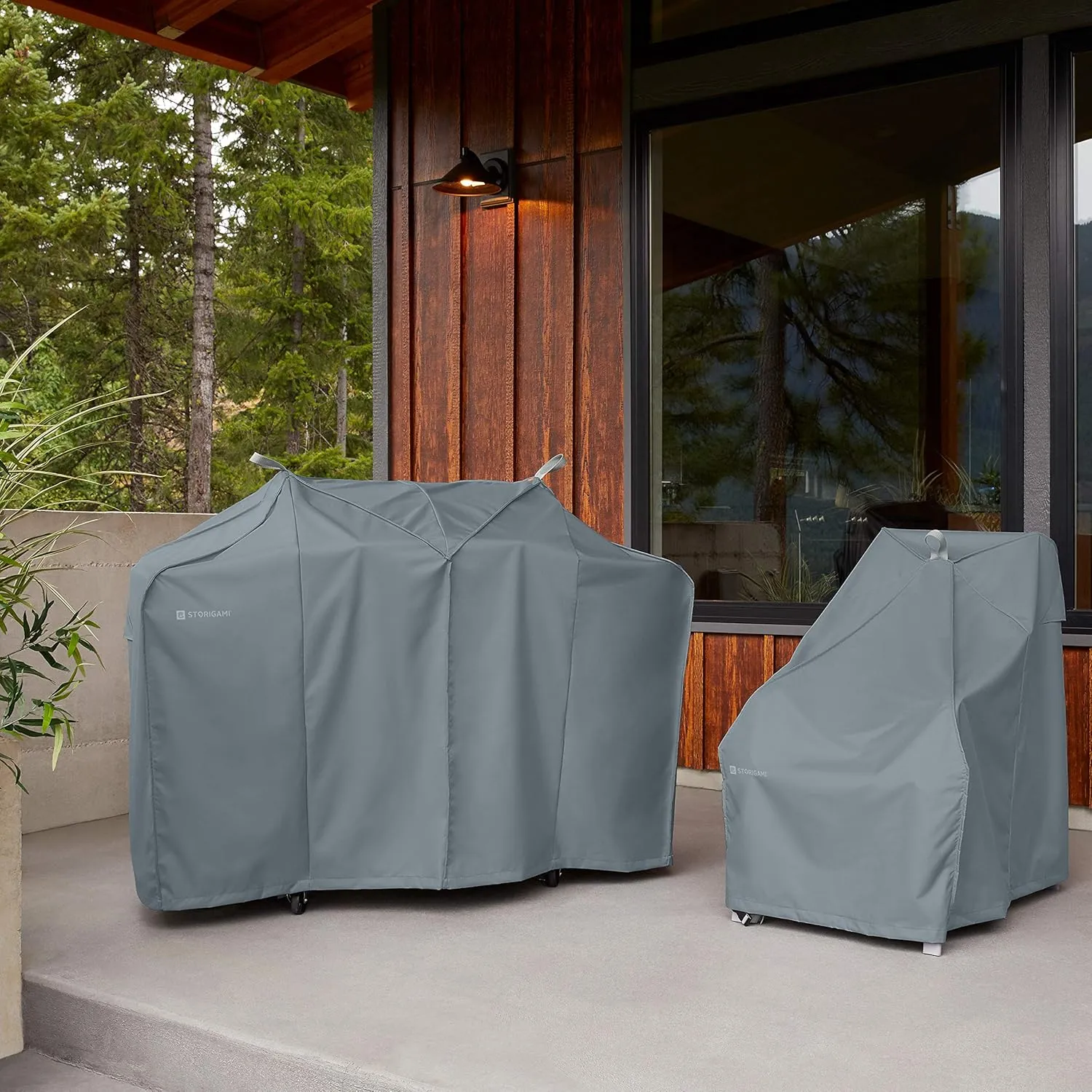 Classic Accessories Storigami Easy Fold Water-Resistant 70 Inch BBQ Grill Cover, Monument Grey