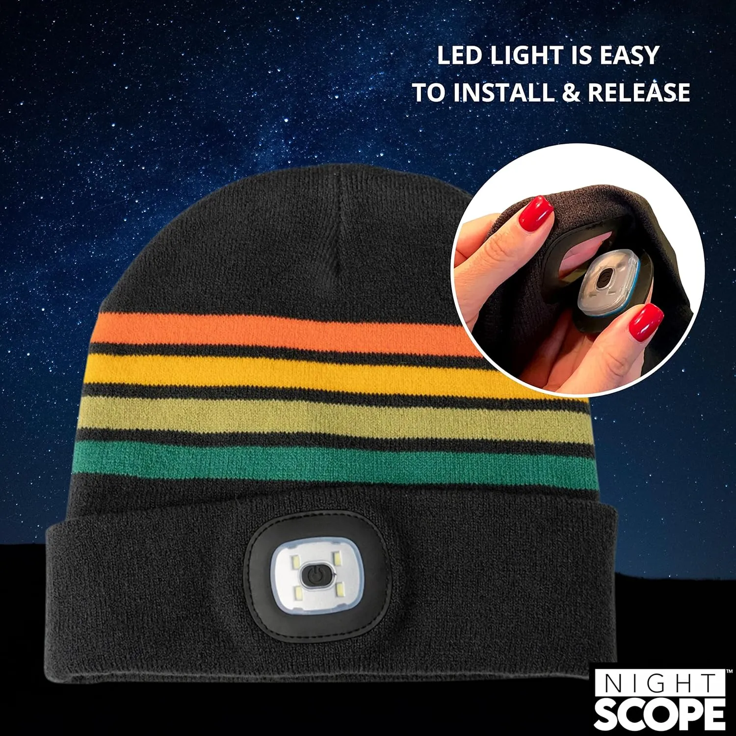 Classic Rechargeable LED Warm Knit Beanie Head Light Hat Headlamp for Outdoor Activities