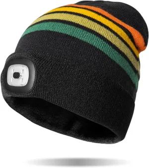 Classic Rechargeable LED Warm Knit Beanie Head Light Hat Headlamp for Outdoor Activities