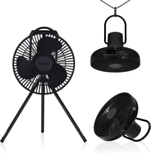 Claymore V1040 Fan (Black) - Premium Rechargeable Portable Air Circulator. Powerful, Quiet with Large 10,400mAh Battery, Versatile Stand & Remote Control. Up to 23 Hours Runtime, All Seasons.