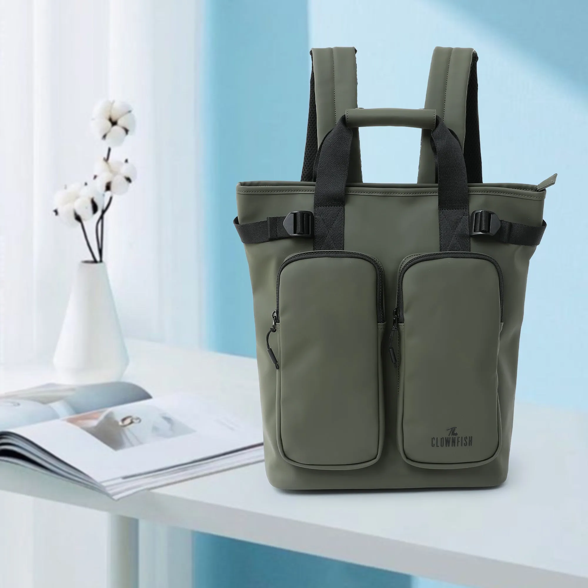 Clownfish Waterproof Laptop Bag - Lightweight, Stylish | 15L | Green