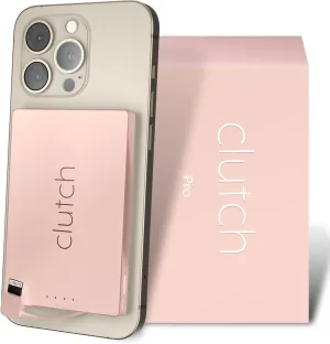 Clutch - Pro Portable Charger - Compatible with Apple Phones & Small Devices - Power Bank - Magnetic Battery Pack - TSA Approved Travel Charger - USB Rechargeable - Built-in Cable - 3.7oz - Pink