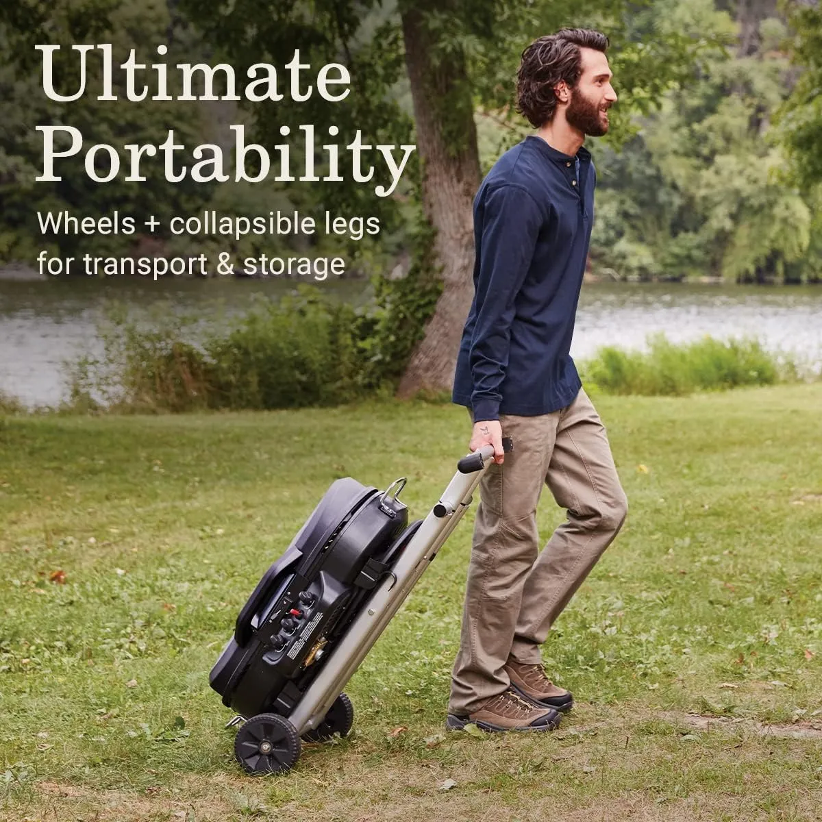 Coleman RoadTrip 285 Portable Stand-Up Propane Grill with 3 Adjustable Burners & Instastart Ignition, 20,000 BTUs of Power for Outdoor Cooking