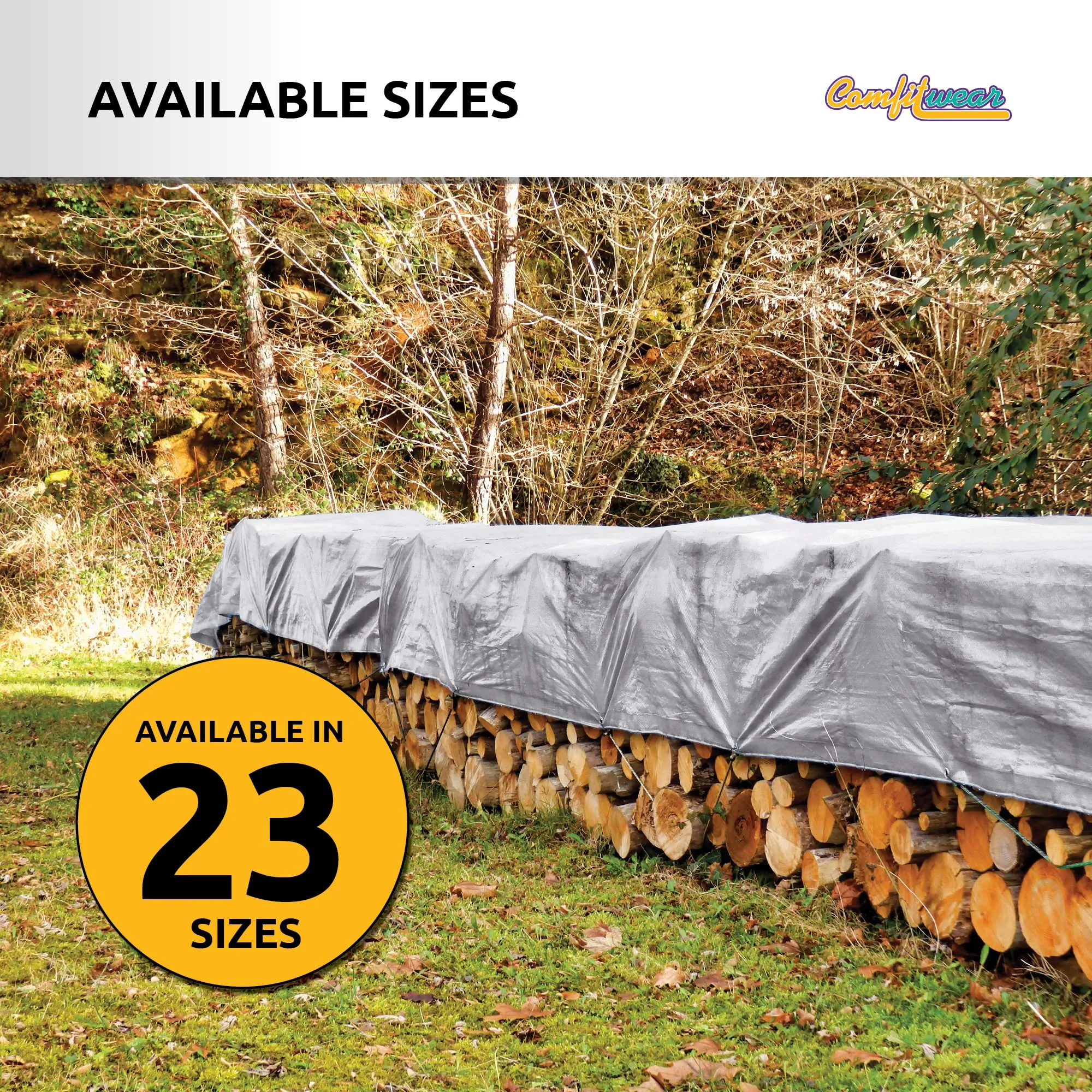 COMFITWEAR Super Heavy Duty Tarp Cover Reinforced Grommet Multi-Purpose Pool Cover Boat Tarp Camping Tarp UV Resistant Waterproof Tarpaulin Canopy Tent Waterproof Tarp Cover (Silver-Black, 20' X 40')