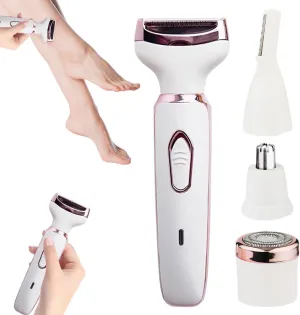 Comfort 4 in 1 Electric Lady Shaver, 2025 New Body Hair Removal Epilator for Women Waterproof, 4 in 1 Electric Shaver Lady Razor Hair Trimmer for Face Leg Underarms (White)