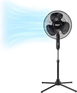 Comfort Zone Electric Oscillating Pedestal Fan, Stand Fan, 16 inch, 3 Speed, 90 Degree Oscillating Head, Adjustable Height and Tilt, Airflow 7.48 ft/sec, Ideal for Home, Bedroom & Office, CZST161BTEBK