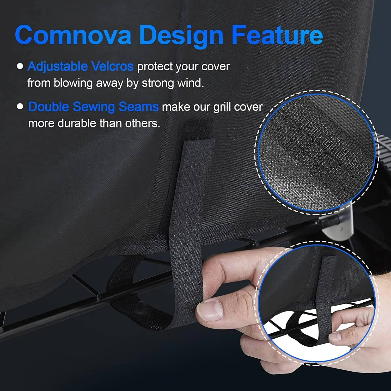 Comnova Charcoal Kettle Grill Cover - 7153 BBQ Cover for Weber 26 Inch Original Kettle Charcoal Grill, 600D Heavy Duty & Waterproof Cover for 26 Inch Weber, Cuisinart and Char-Griller Charcoal Grill