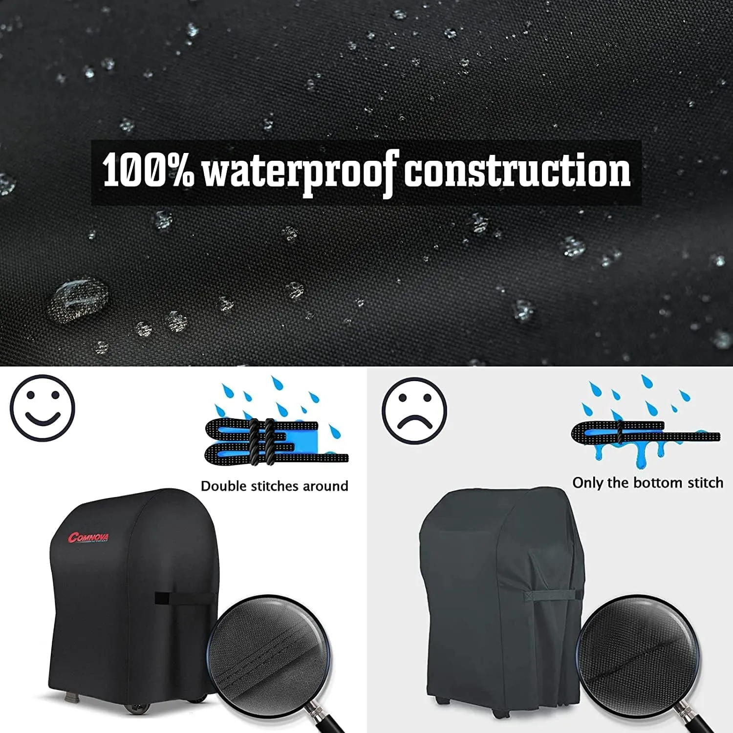 Comnova Grill Cover 30 Inch - 7105 BBQ Cover for Weber Spirit 210 Gas Grill Heavy Duty & Waterproof, Barbecue Cover for Weber Spirit E-210 Grill with Side Trays Fold Down (NOT Fit Spirit II E-210)
