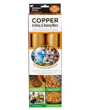 Copper Infused Grilling & Baking Mats, Set of 2! Non-stock! Reusable! Dishwasher Safe! RETAIL $25