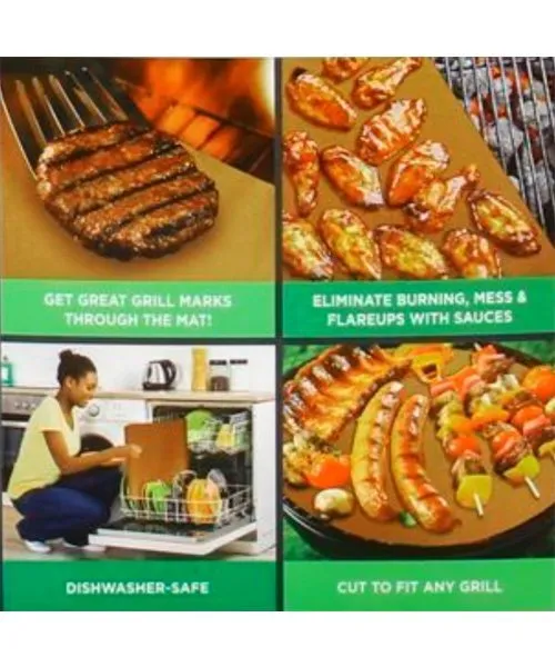 Copper Infused Grilling & Baking Mats, Set of 2! Non-stock! Reusable! Dishwasher Safe! RETAIL $25