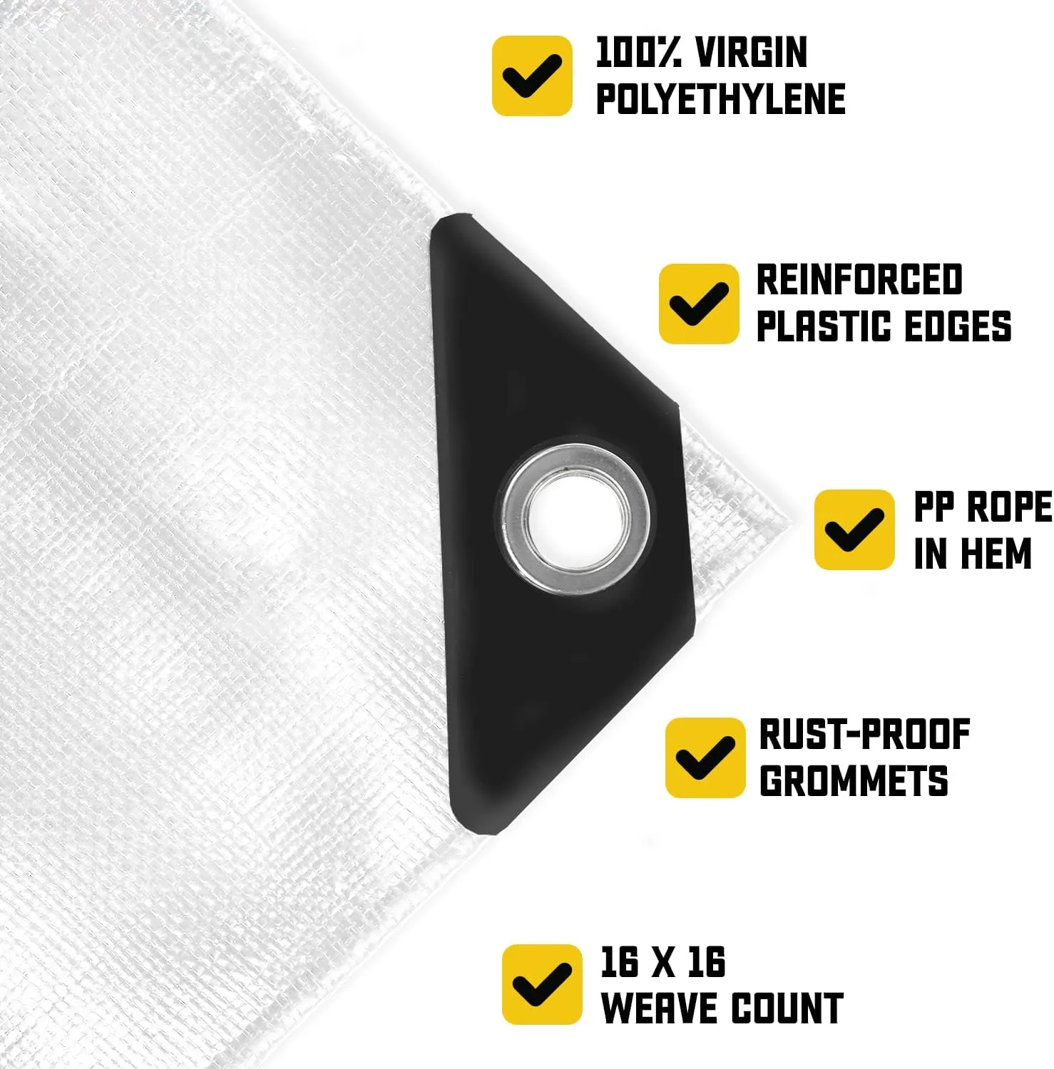 Core Tarps Extreme Heavy Duty 20 Mil Tarp Cover, Waterproof, UV Resistant, Rip and Tear Proof, Poly Tarpaulin with Reinforced Edges for Roof, Camping, Patio, Pool, Boat (White 20′ X 20′)
