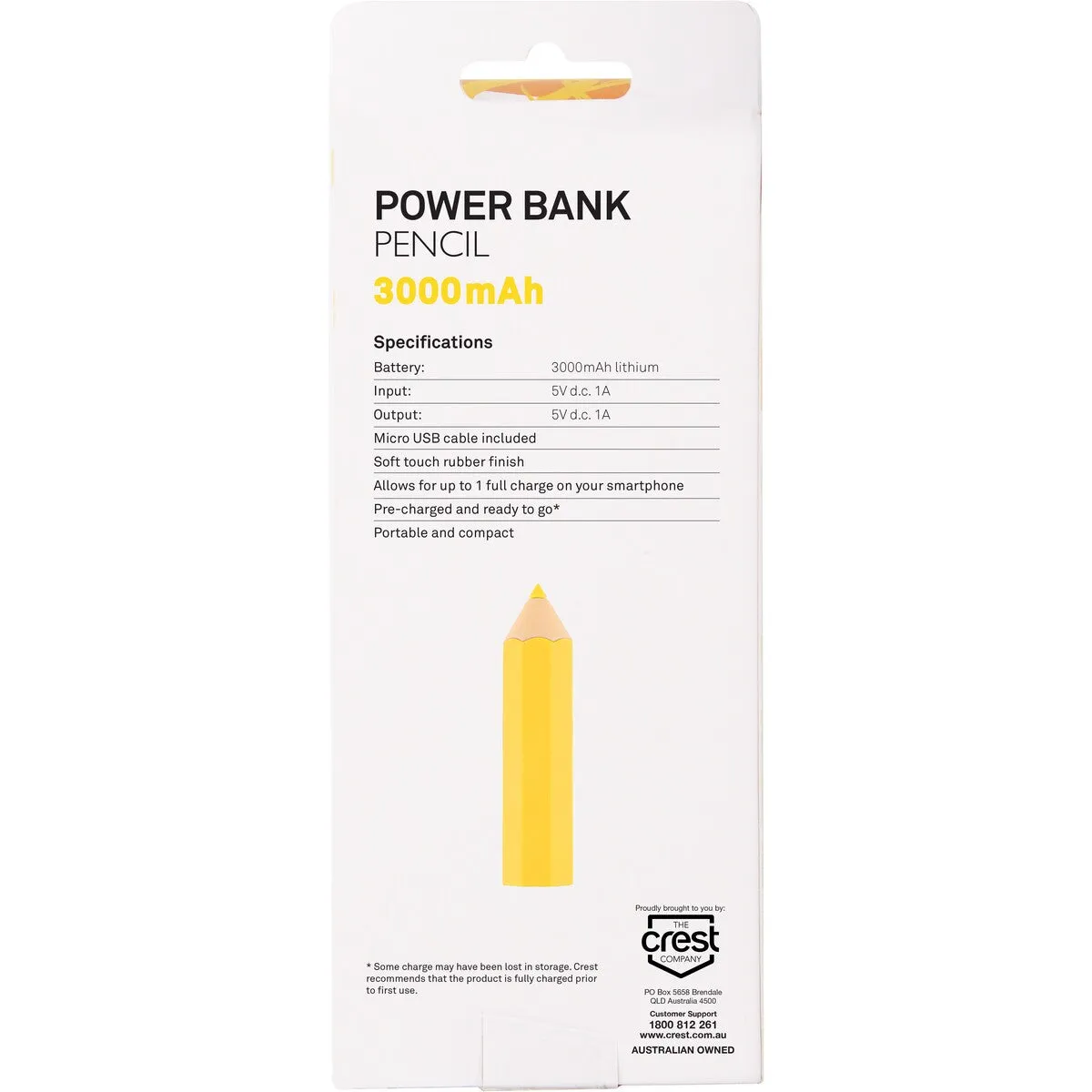 Crest Pencil Powerbank - Blue - Green - Purple - Red - Yellow