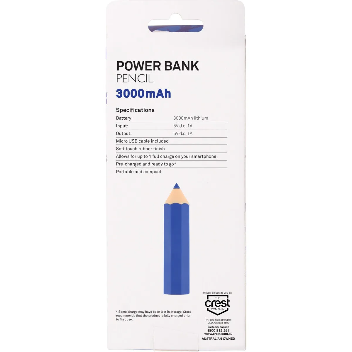 Crest Pencil Powerbank - Blue - Green - Purple - Red - Yellow