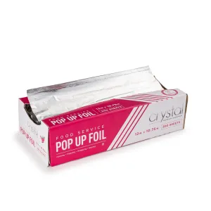 Crystal by crystalware Aluminum - Precut Foil Sheets - Pop Up Foil Sheets for Storing, Cooking Food - Premium Aluminum Foil Wraps - 12” x 10.75” - 500 Sheets, Silver