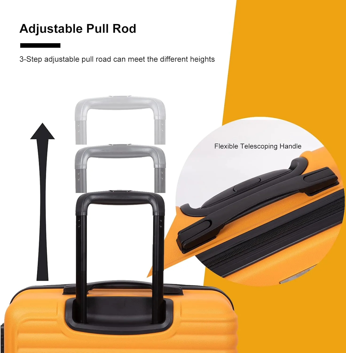 CuisinSmart 3 Piece Hardshell Luggage Sets Lightweight Suitcase With 2 Hooks, 360 Degree Spinner Wheels, TSA Lock For Travel (20"/24"/28") Orange As shown