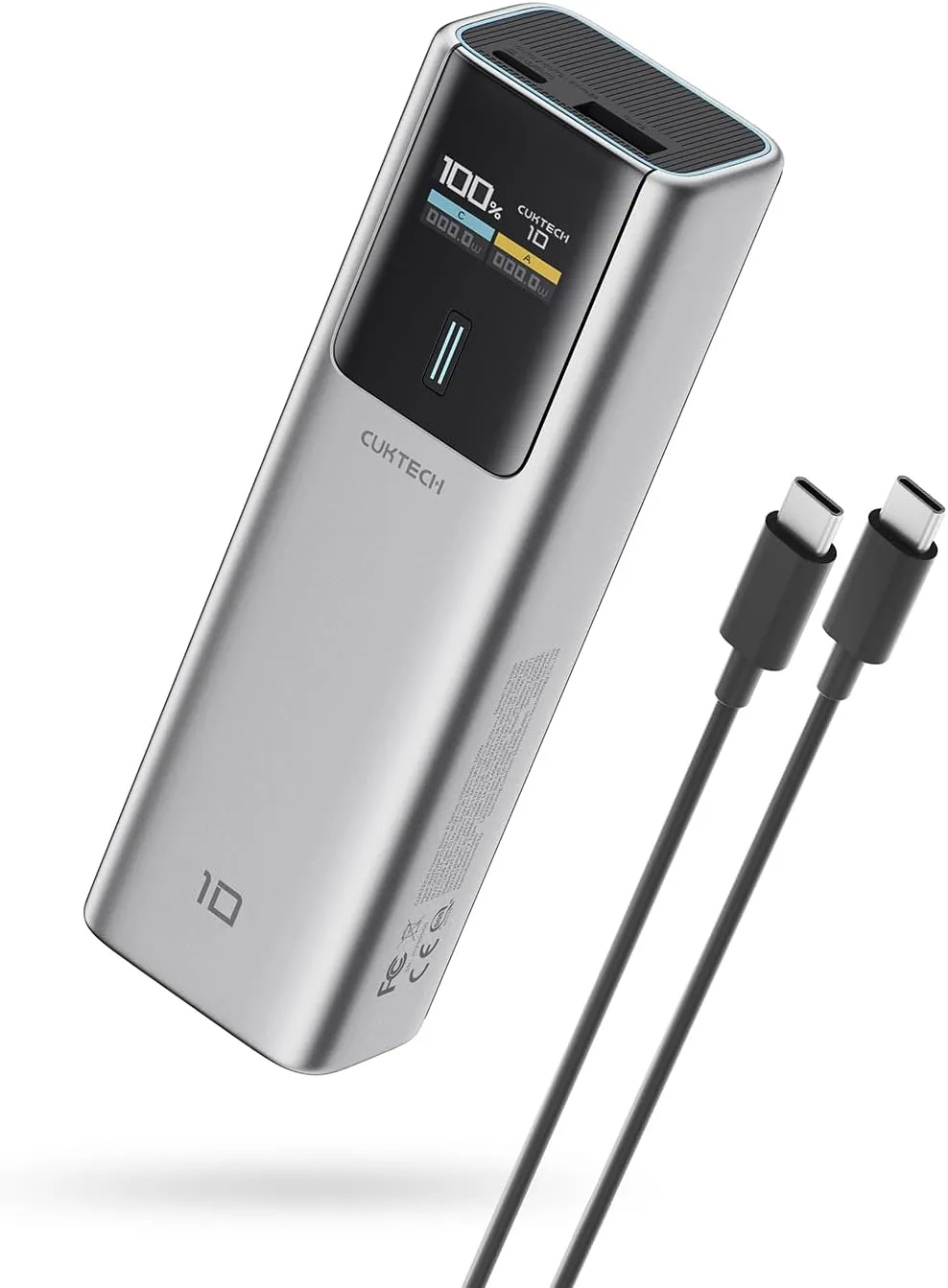CUKTECH 10 Power Bank 10000mAh, 100W USB C Portable Charger with Smart Display, PD3.0 Fast Charging External Battery Pack for iPhone 16/15/14/13, Samsung, MacBook, Dell, Steam Deck and More