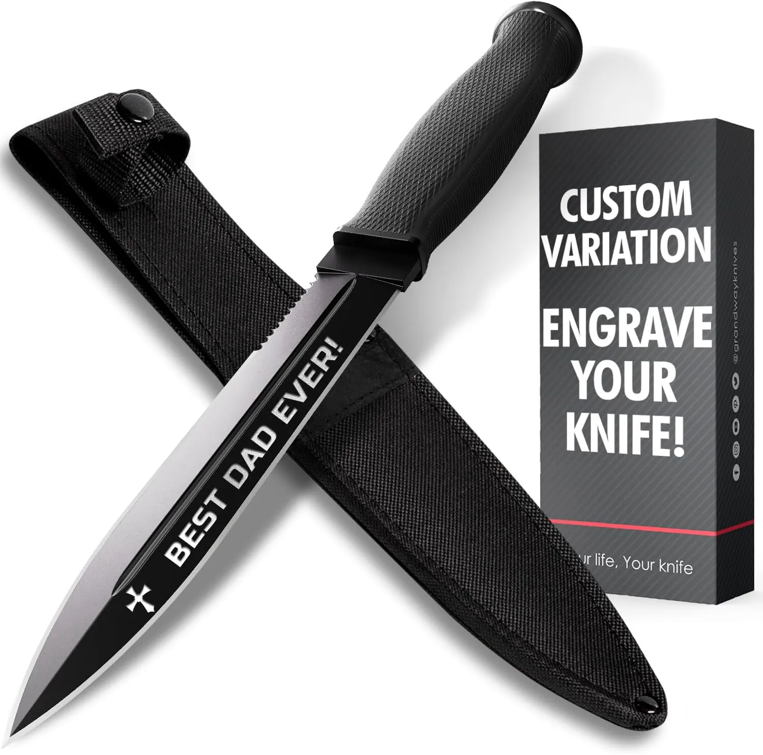 Custom Knife for Men and Women - Personalized Idea Gifts - Engraved Gifts for Dad Husband Boyfriend Wife Girlfriend - Customized Fixed Knives for Birthday - Unique Present 2503 PS
