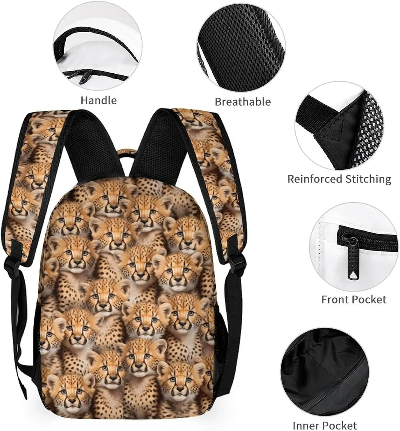 Custom Leopard School Backpack for Kids Girls Boys, 16 Inch Cute Cheetah Themed Bookbag, Personalized School Backpack for Students Children, Lightweight, Large Capacity