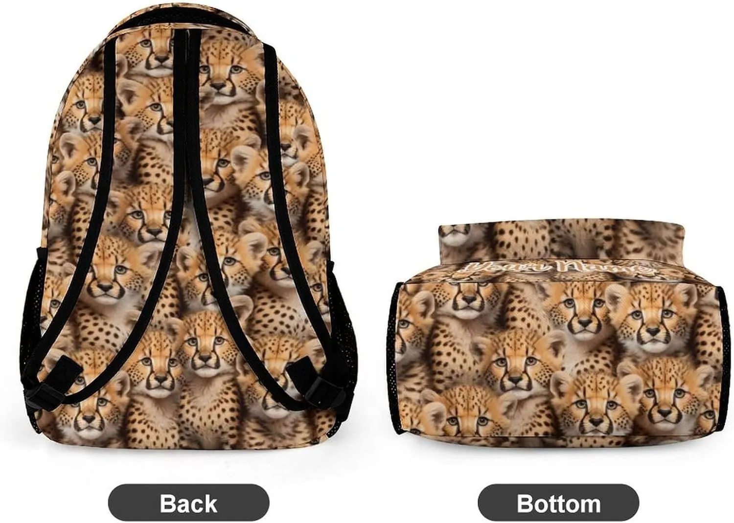 Custom Leopard School Backpack for Kids Girls Boys, 16 Inch Cute Cheetah Themed Bookbag, Personalized School Backpack for Students Children, Lightweight, Large Capacity