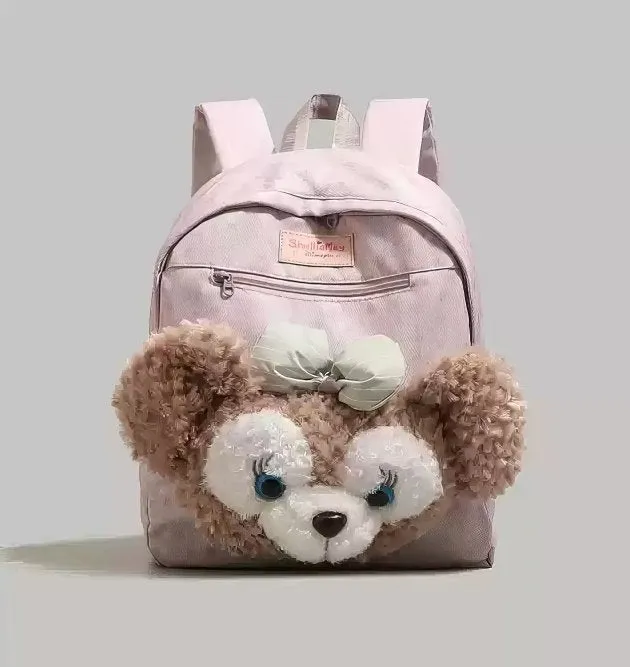 Cute Light Purple StellaLou Plush Face Pocket Schoolbag