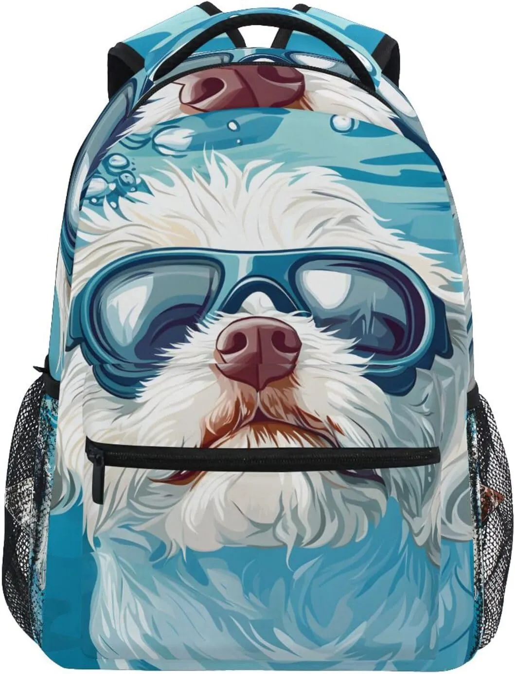 Cute Swimming Dog School Kids Backpack for Boys Girls Laptop Backpack Lightweight Travel Bag for Women Men