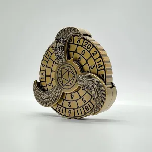 D&D Themed Fidget Spinner, dice Spinner, D4,D6, D8, D10, D12,D20,D% 7-in-1 Metal dice, Perfect for D&D Dungeons and Dragons, RPG and Pathfinder Role Playing Games (Ancient Gold Color)