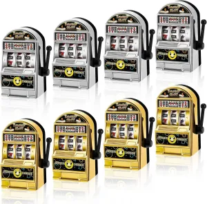 Deekin 12 Pcs Slot Machine Bank Mini Slot Machine Toy with Spin Reels Golden Silver Lucky Bank