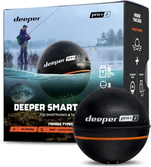 Deeper PRO  2 Sonar - Portable Fish Finder and Depth Finder for Kayaks, Boats and Ice Fishing with GPS Enabled | Castable Deeper Sonar with Free User Friendly App