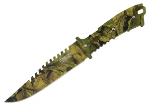 Defender Xtreme Full Tang Hunting Knife Woodland Brown Camo 9292