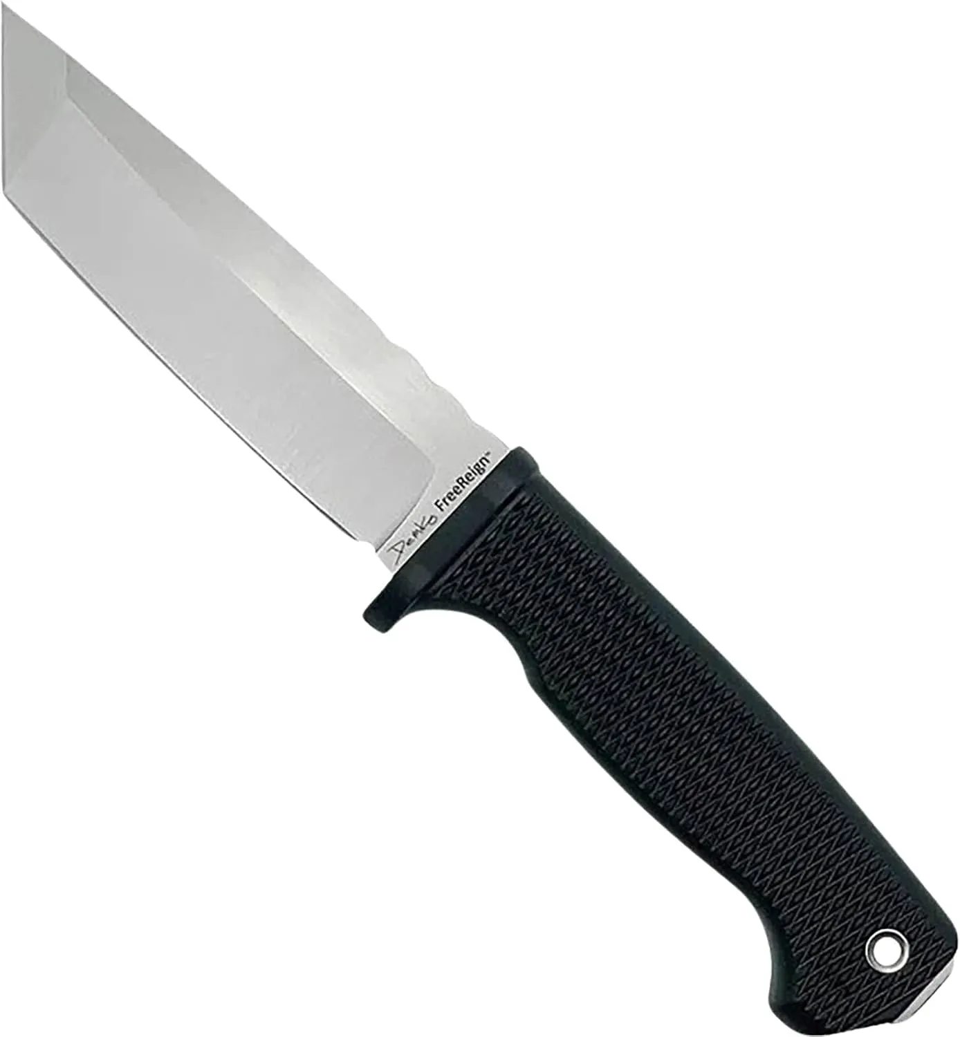 Demko Knives FreeReign Fixed Blade Knife 5" AUS-10A Satin Drop Point or Tanto w/Sheath & Belt Loop (Tanto/Black/Grey)